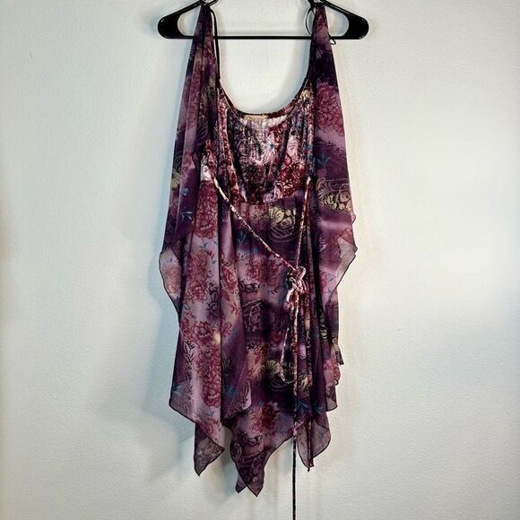 Vintage Y2K Miss Me Boho Floral Fairycore Dress Women Medium Flutter Sleeve Glam - Picture 1 of 10